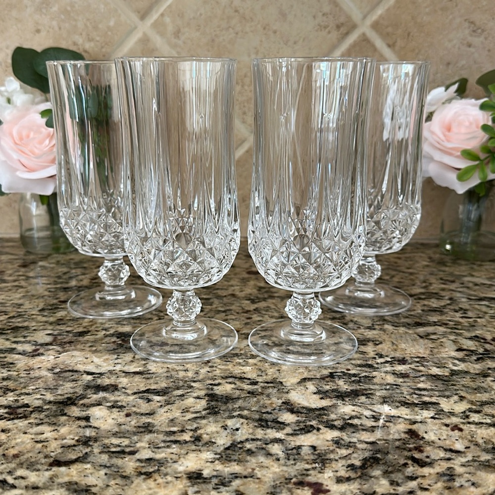 Made in France: Set of 4 Crystal Wine Or Ice Tea Glasses - Cristal D’Arques